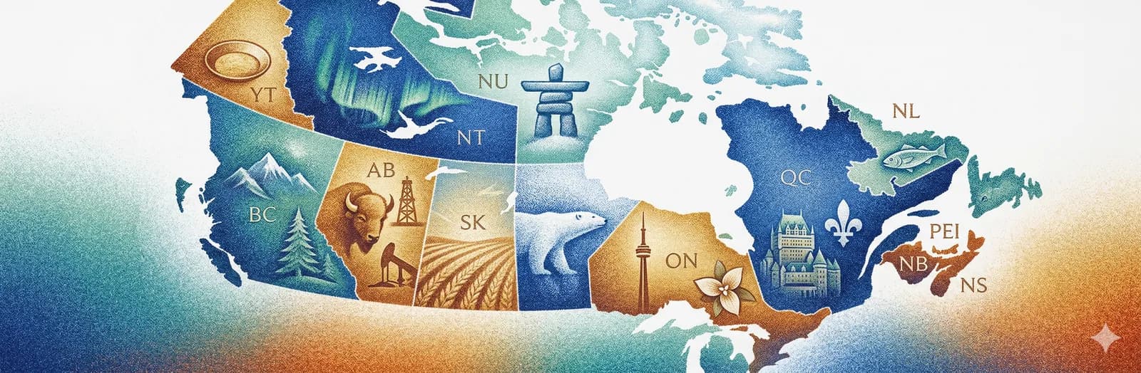 Heritage map of Canada in antique cartographic style