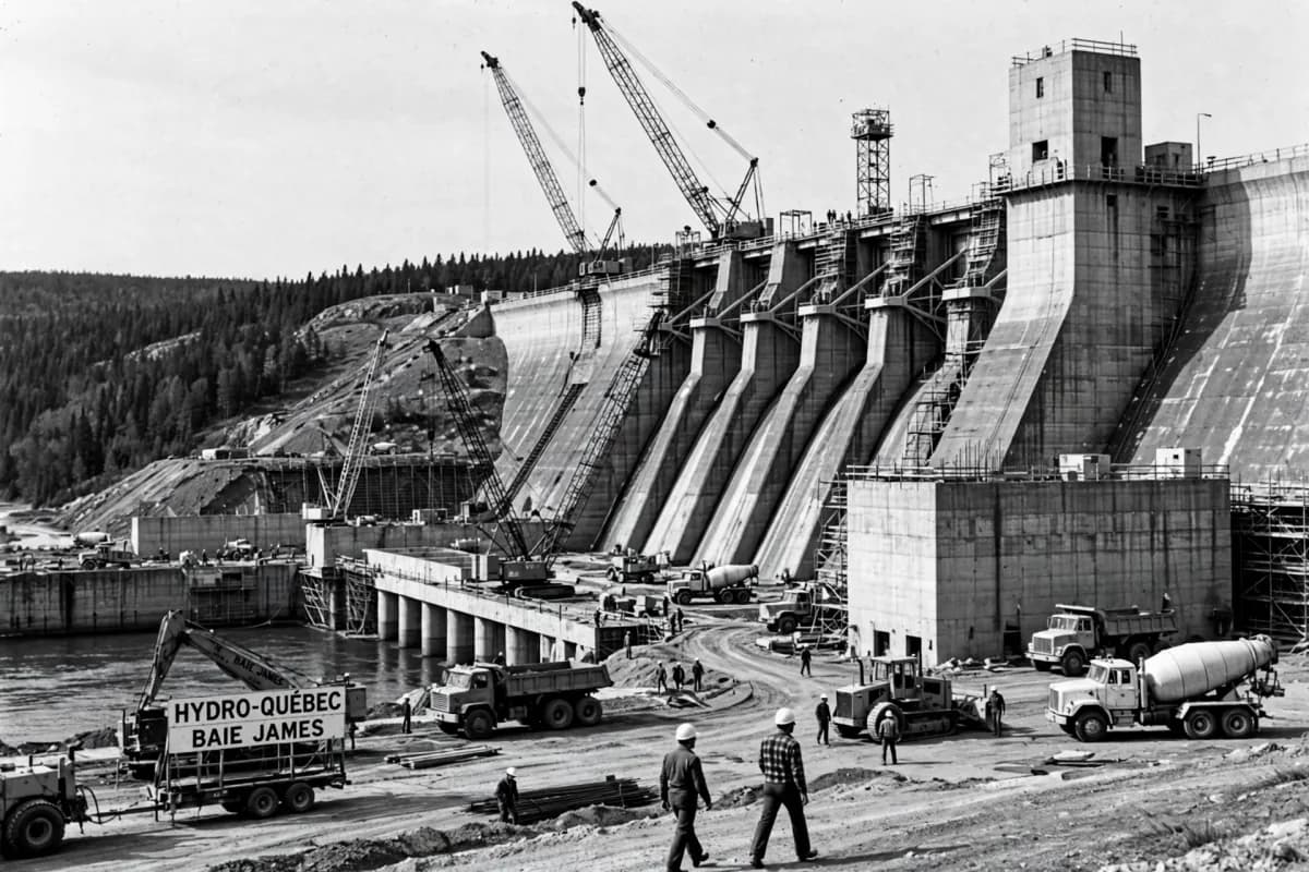 James Bay hydroelectric dam under construction