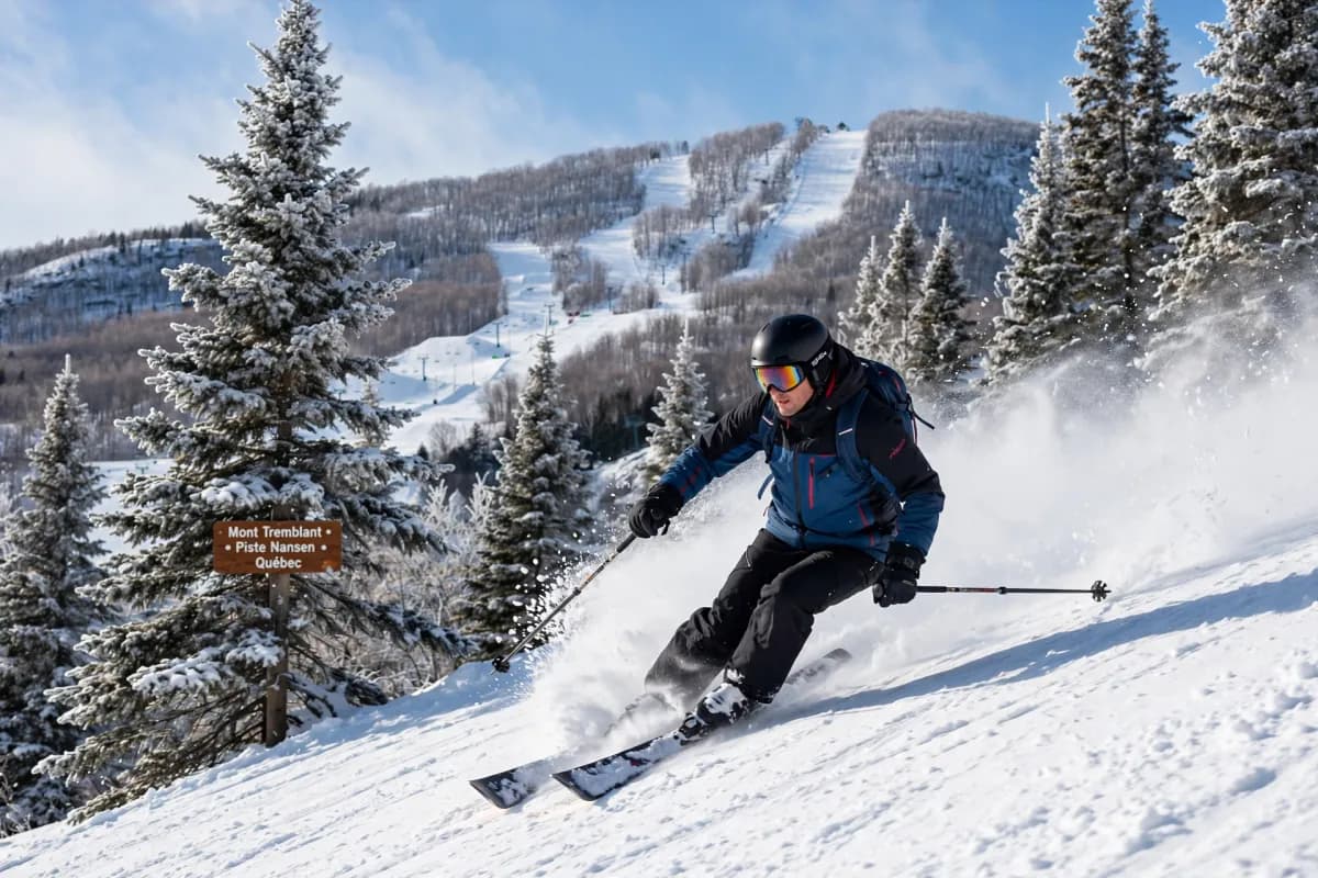 Skier in action on the slopes of Mont-Tremblant