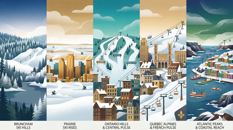 Illustrated Canadian city skyline in winter