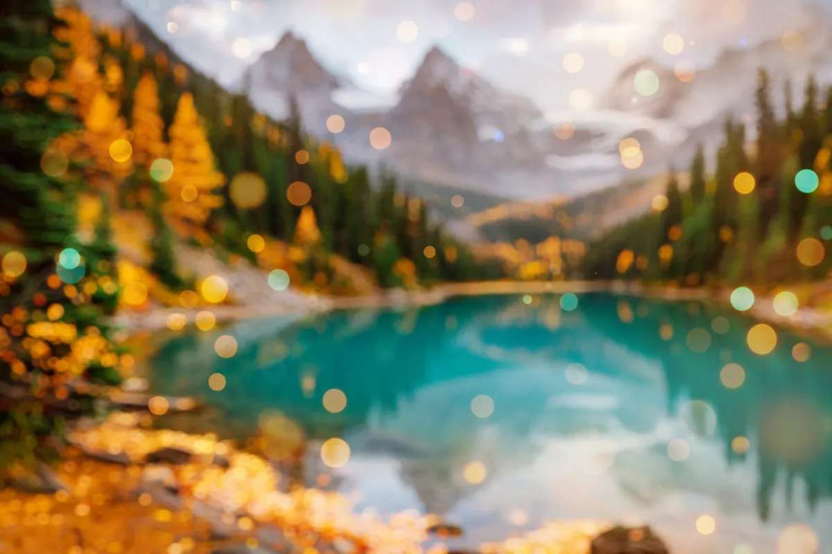 Soft-focus landscape with warm bokeh light