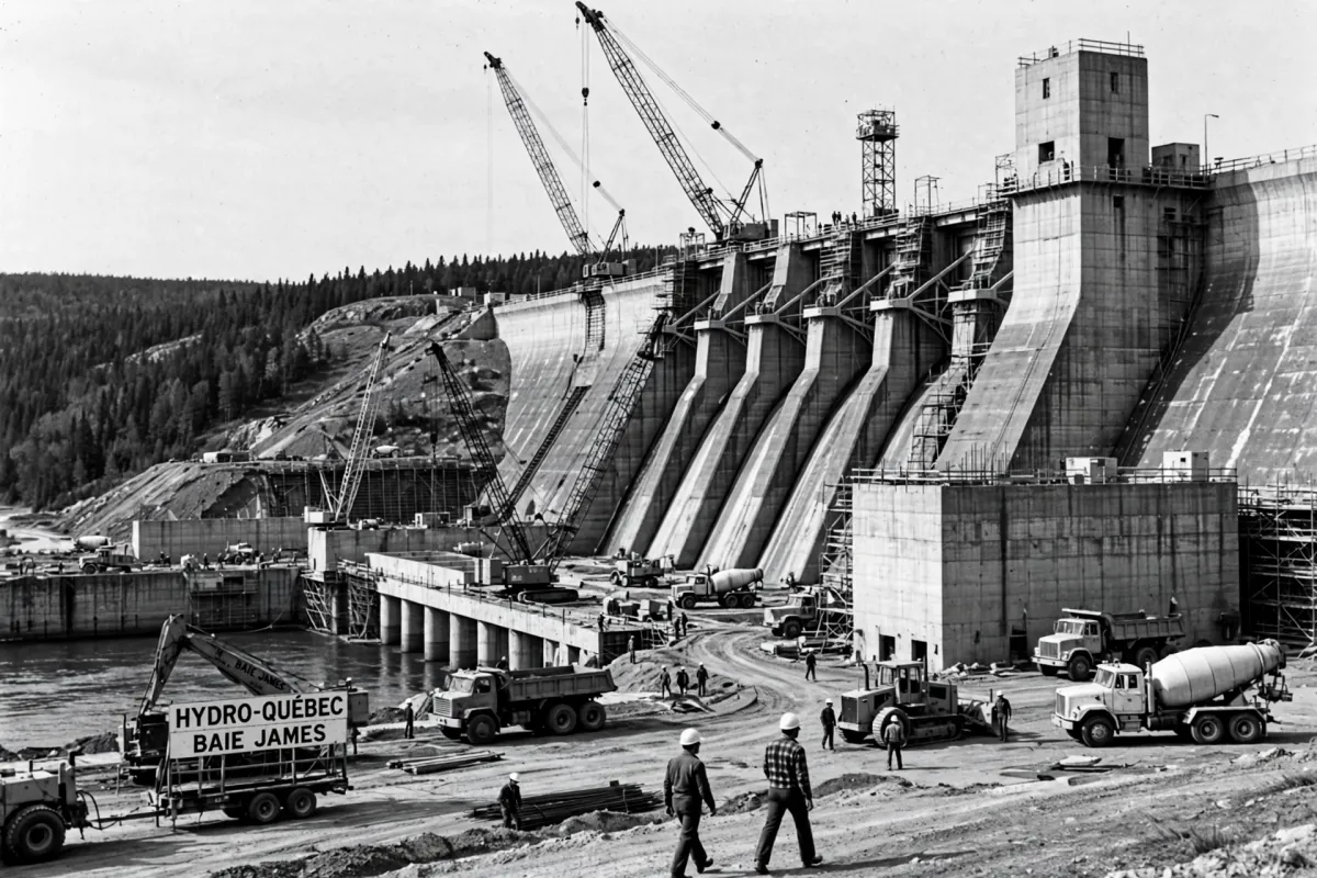 James Bay hydroelectric dam under construction
