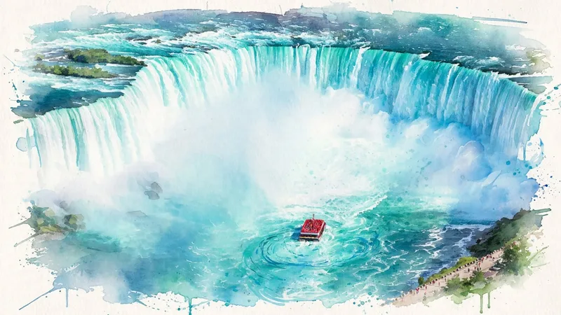 Watercolor illustration of Niagara Falls