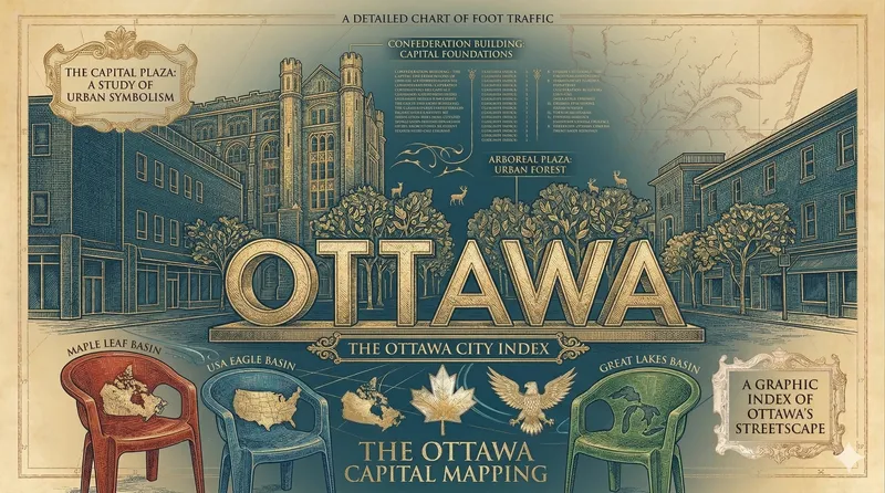 Illustrated map of Ottawa showing Parliament Hill and capital landmarks
